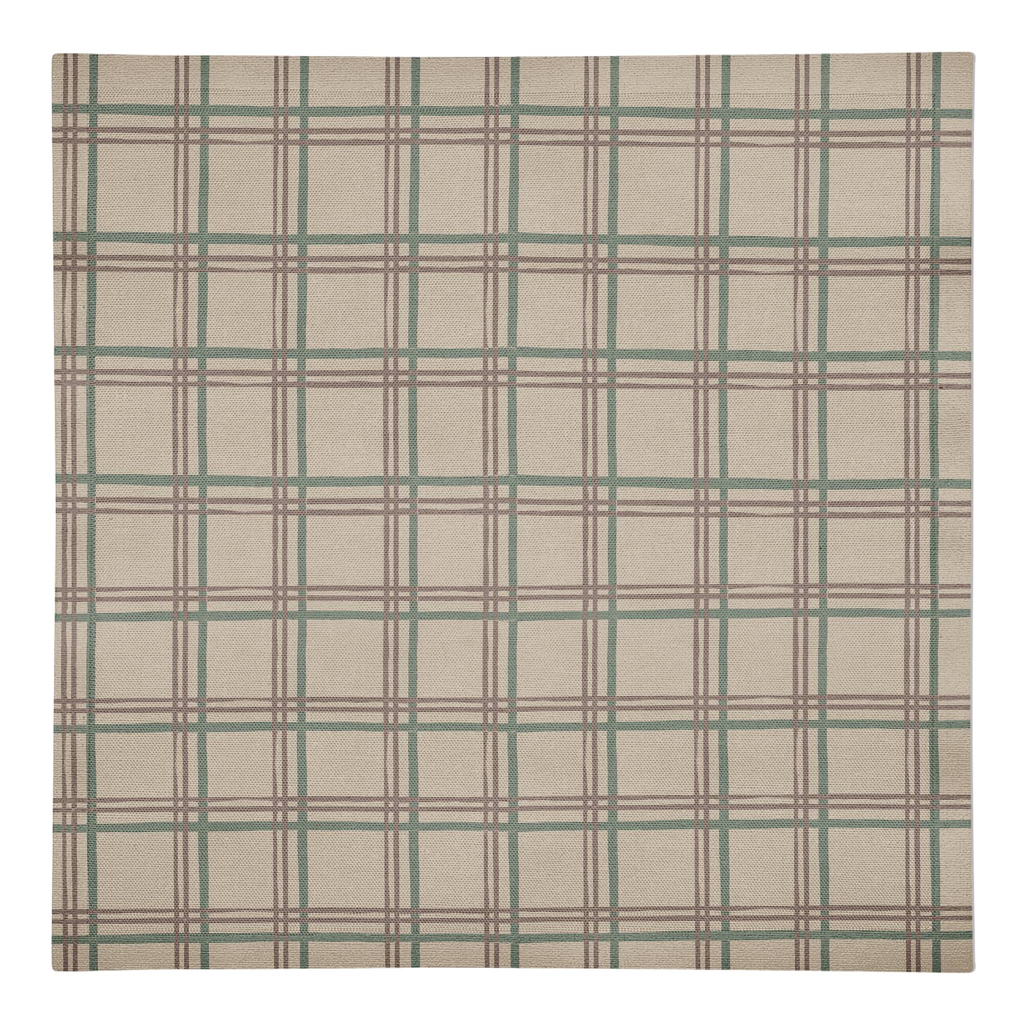 Holiday Plaid on Brown Cotton Twill Napkin
